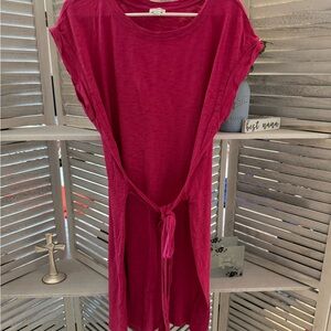Pink Tie-Front Jersey Dress
